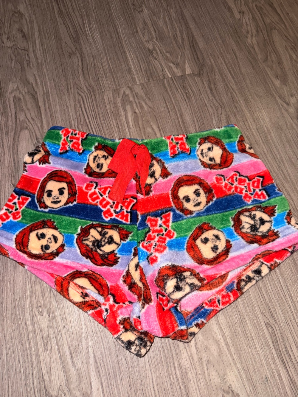 Cozy Multicolor Plush Lounge Shorts with Drawstring